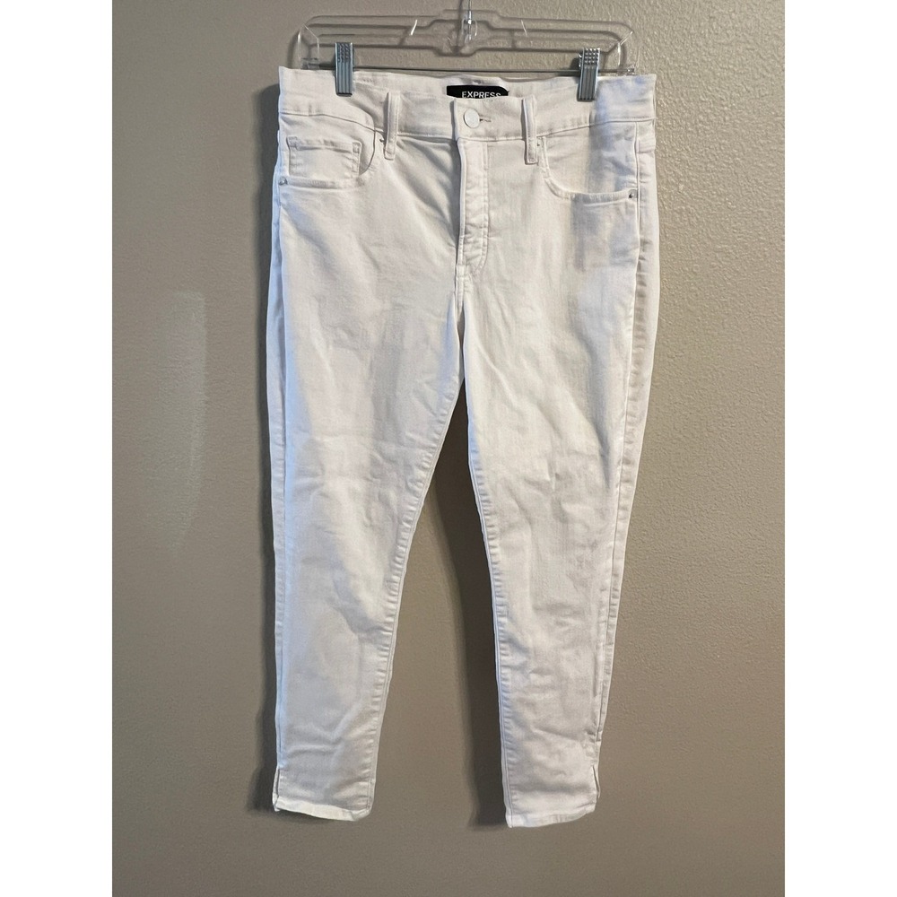 Express Womens White Skinny‎ Mid Rise Denim Jeans Size 10R Stretch Casual Pants